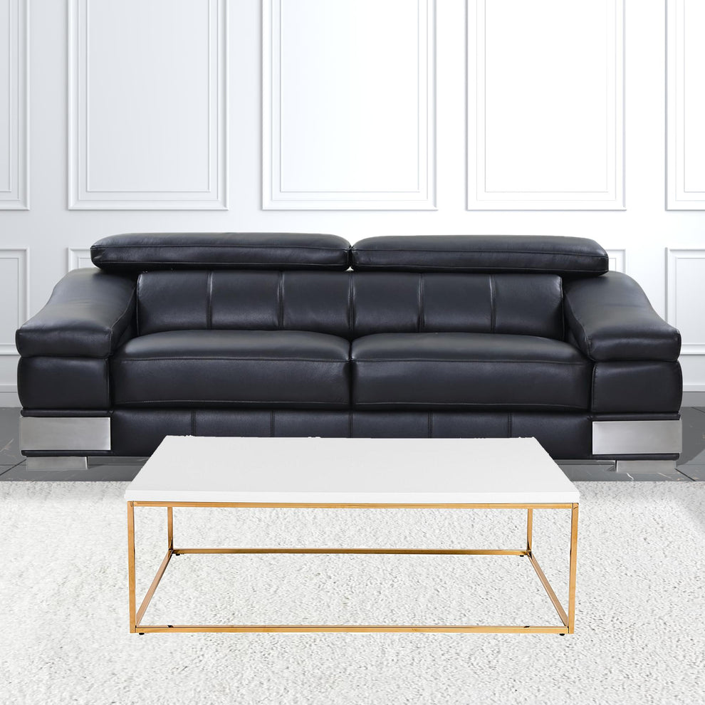 White and Gold High Gloss Coffee Table By Homeroots | Coffee Tables | Modishstore - 3