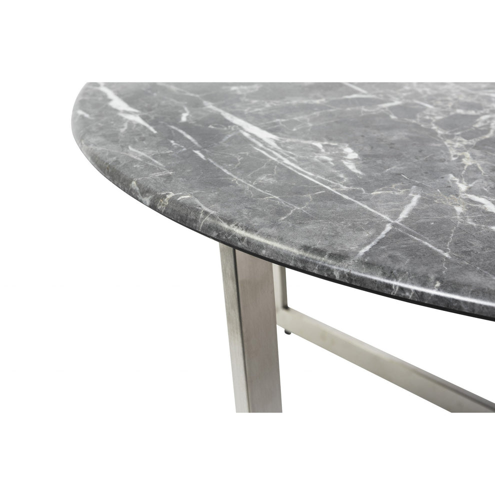 Black on Stainless Faux Marble Round Coffee Table By Homeroots | Coffee Tables | Modishstore - 7