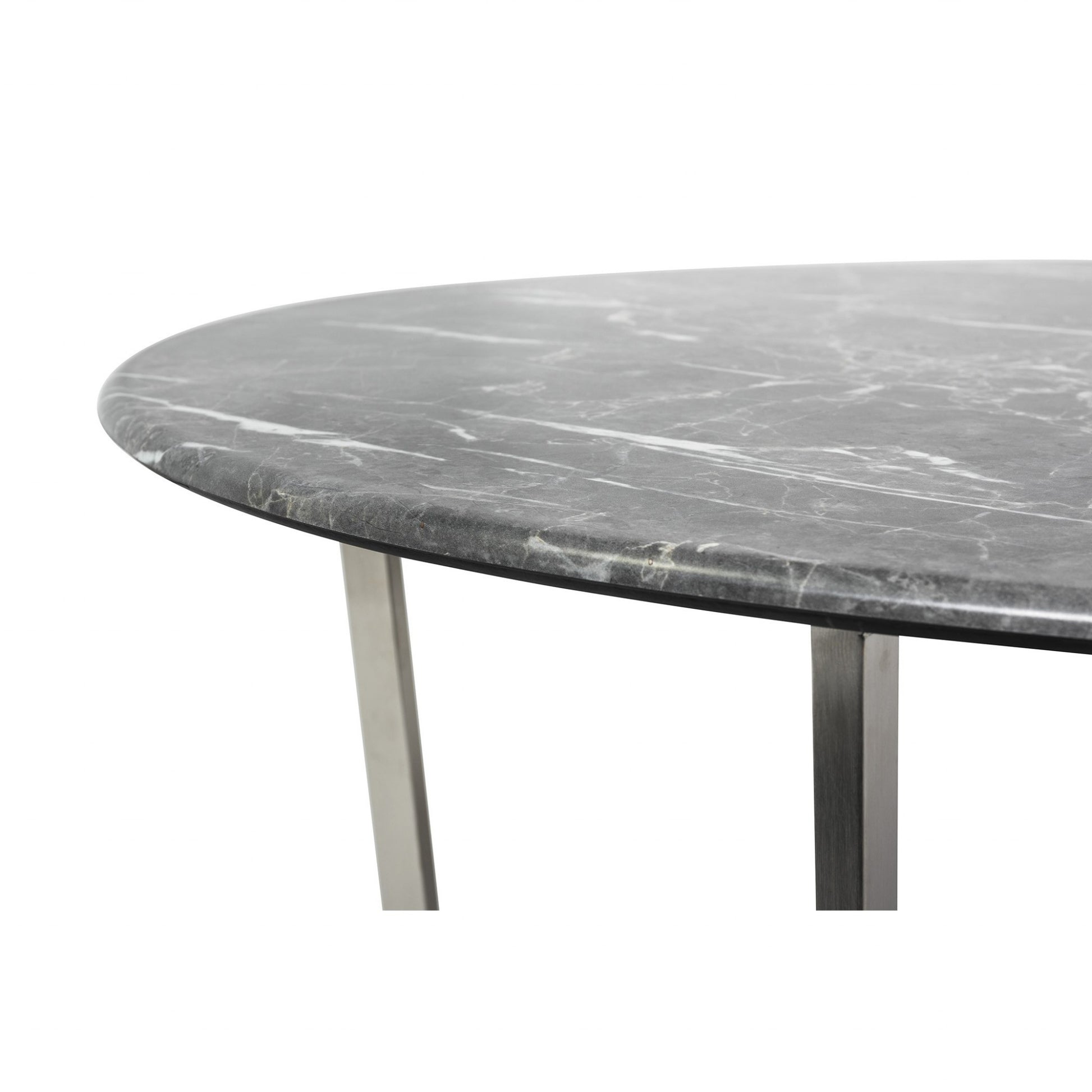 Black on Stainless Faux Marble Round Coffee Table By Homeroots | Coffee Tables | Modishstore - 8