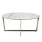 White on Stainless Faux Marble Round Coffee Table By Homeroots | Coffee Tables | Modishstore