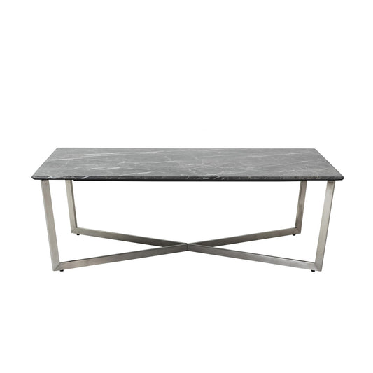 Black on Stainless Faux Marble Coffee Table By Homeroots | Coffee Tables | Modishstore