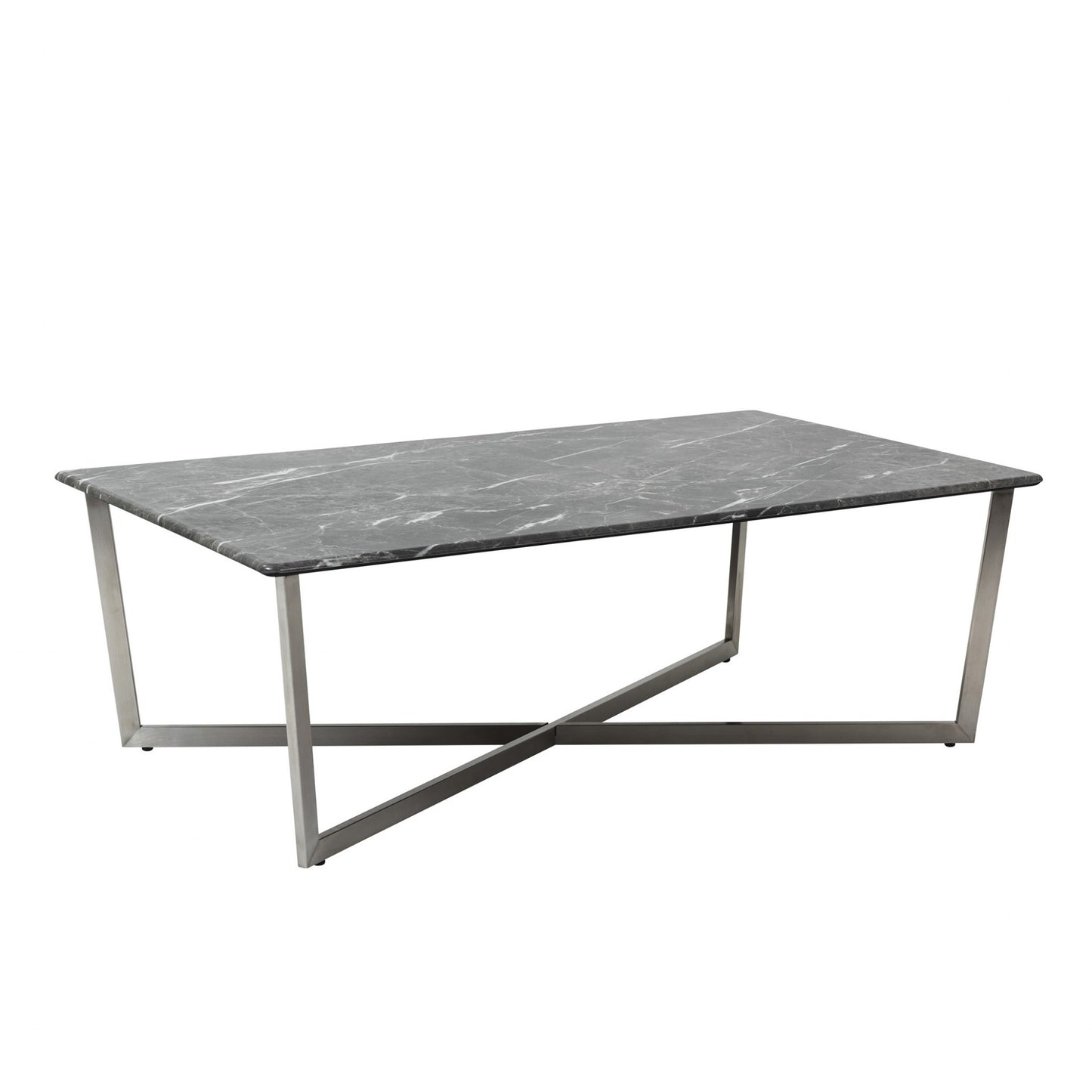Black on Stainless Faux Marble Coffee Table By Homeroots | Coffee Tables | Modishstore - 3