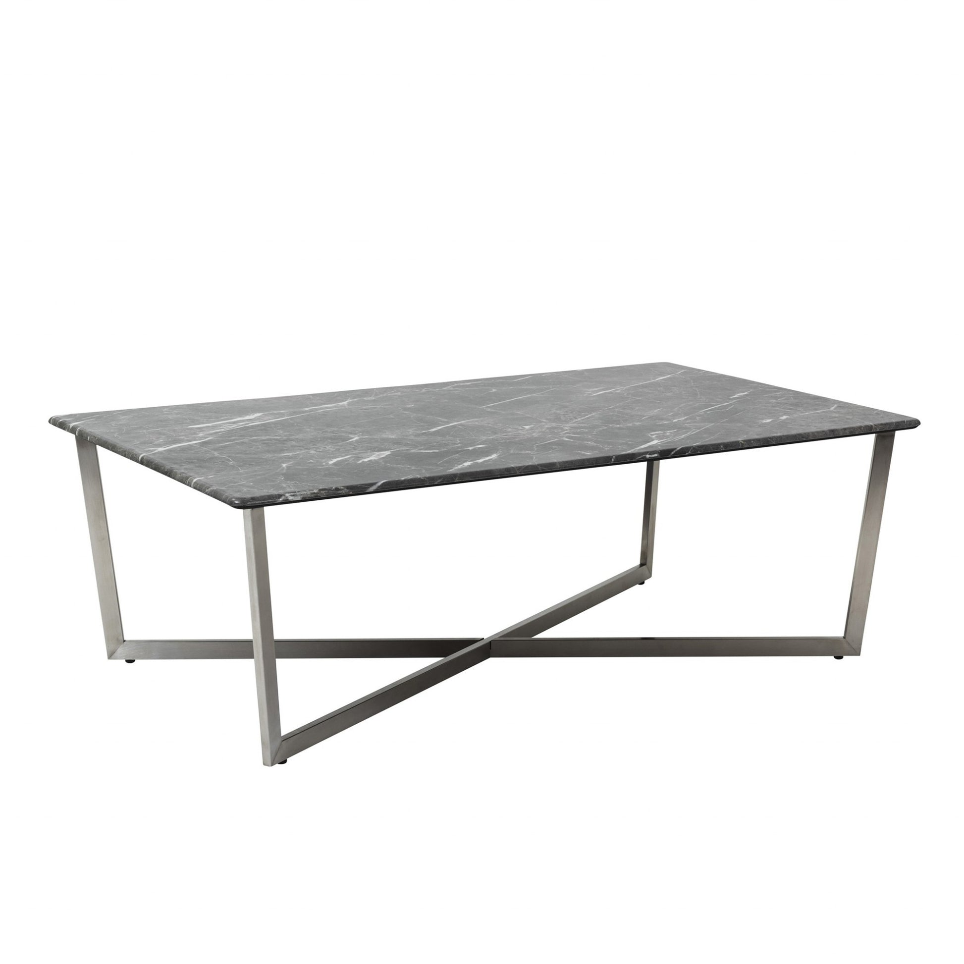 Black on Stainless Faux Marble Coffee Table By Homeroots | Coffee Tables | Modishstore - 3