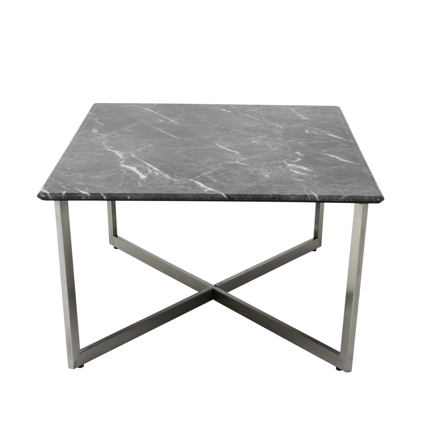Black on Stainless Faux Marble Coffee Table By Homeroots | Coffee Tables | Modishstore - 5