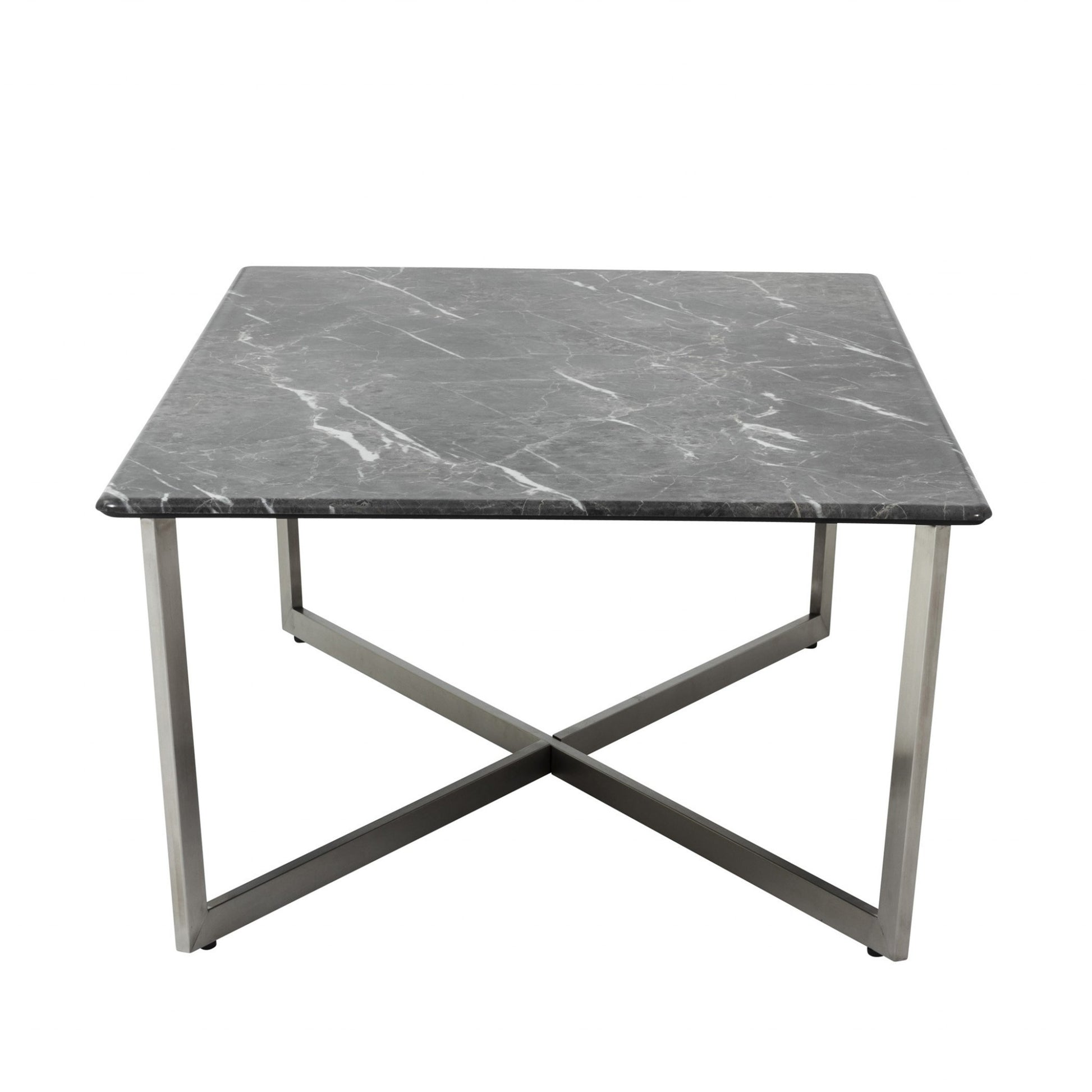 Black on Stainless Faux Marble Coffee Table By Homeroots | Coffee Tables | Modishstore - 5