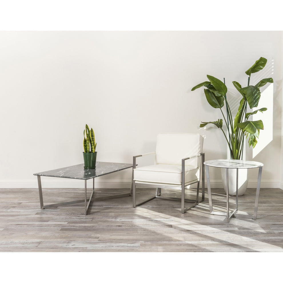 Black on Stainless Faux Marble Coffee Table By Homeroots | Coffee Tables | Modishstore - 8