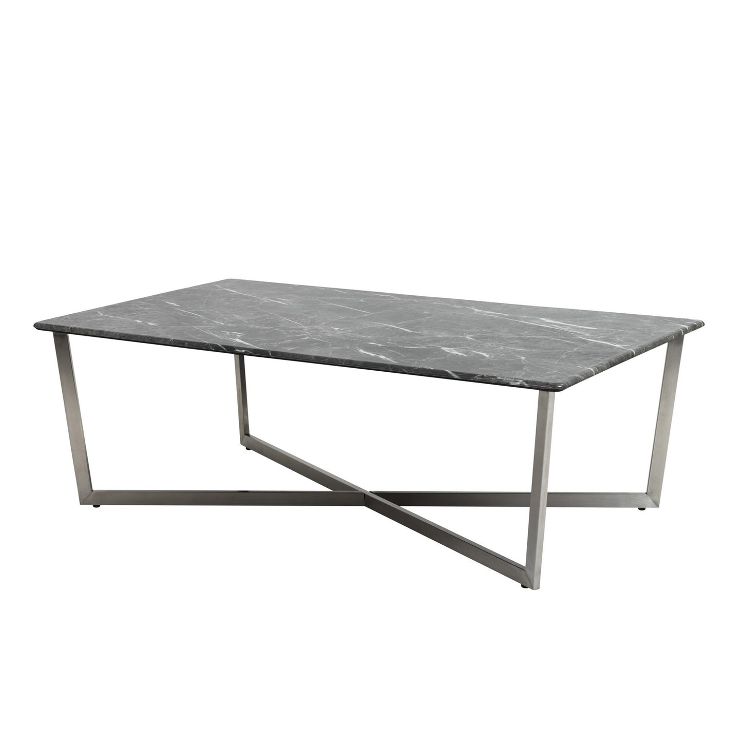 Black on Stainless Faux Marble Coffee Table By Homeroots | Coffee Tables | Modishstore - 4