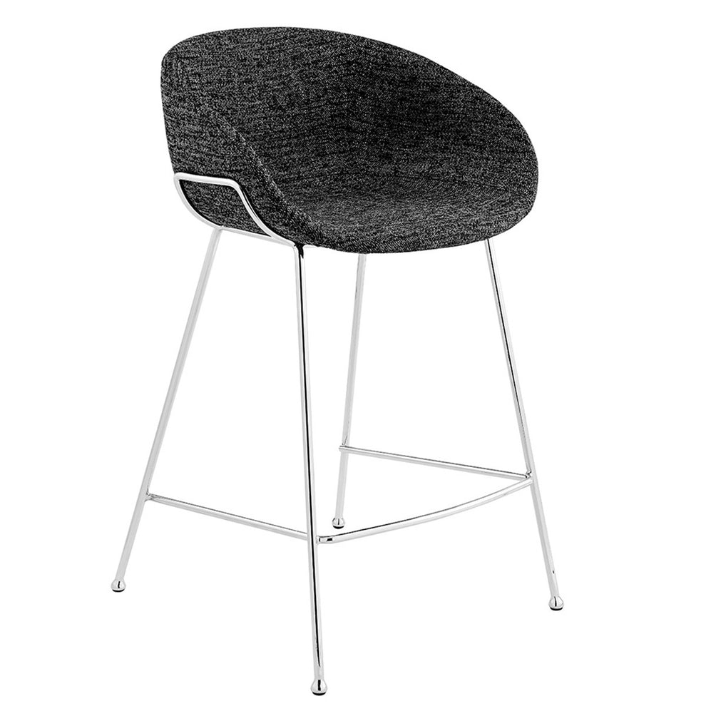 Set of Two Black and Chrome Scoop Counter Stools By Homeroots | Counter Stools | Modishstore - 2