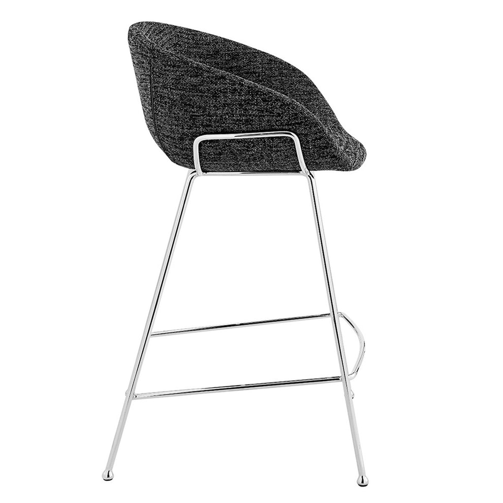 Set of Two Black and Chrome Scoop Counter Stools By Homeroots | Counter Stools | Modishstore - 3