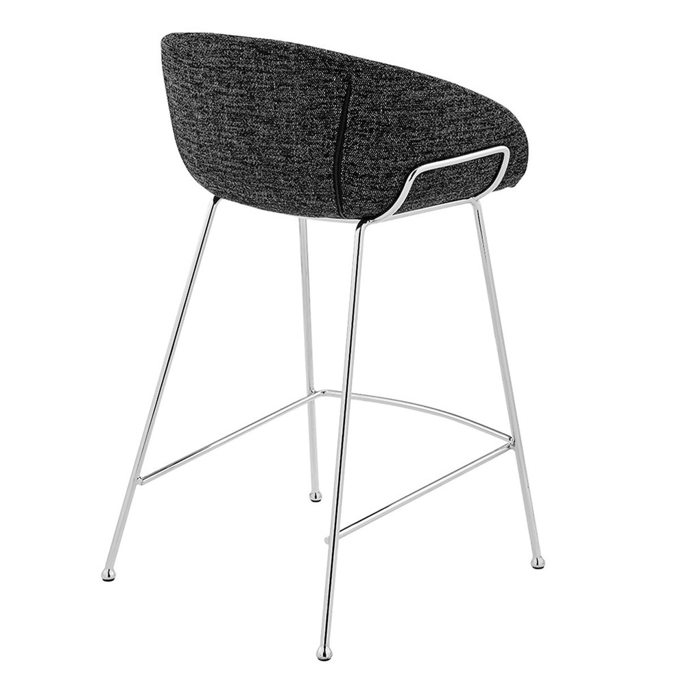 Set of Two Black and Chrome Scoop Counter Stools By Homeroots | Counter Stools | Modishstore - 4