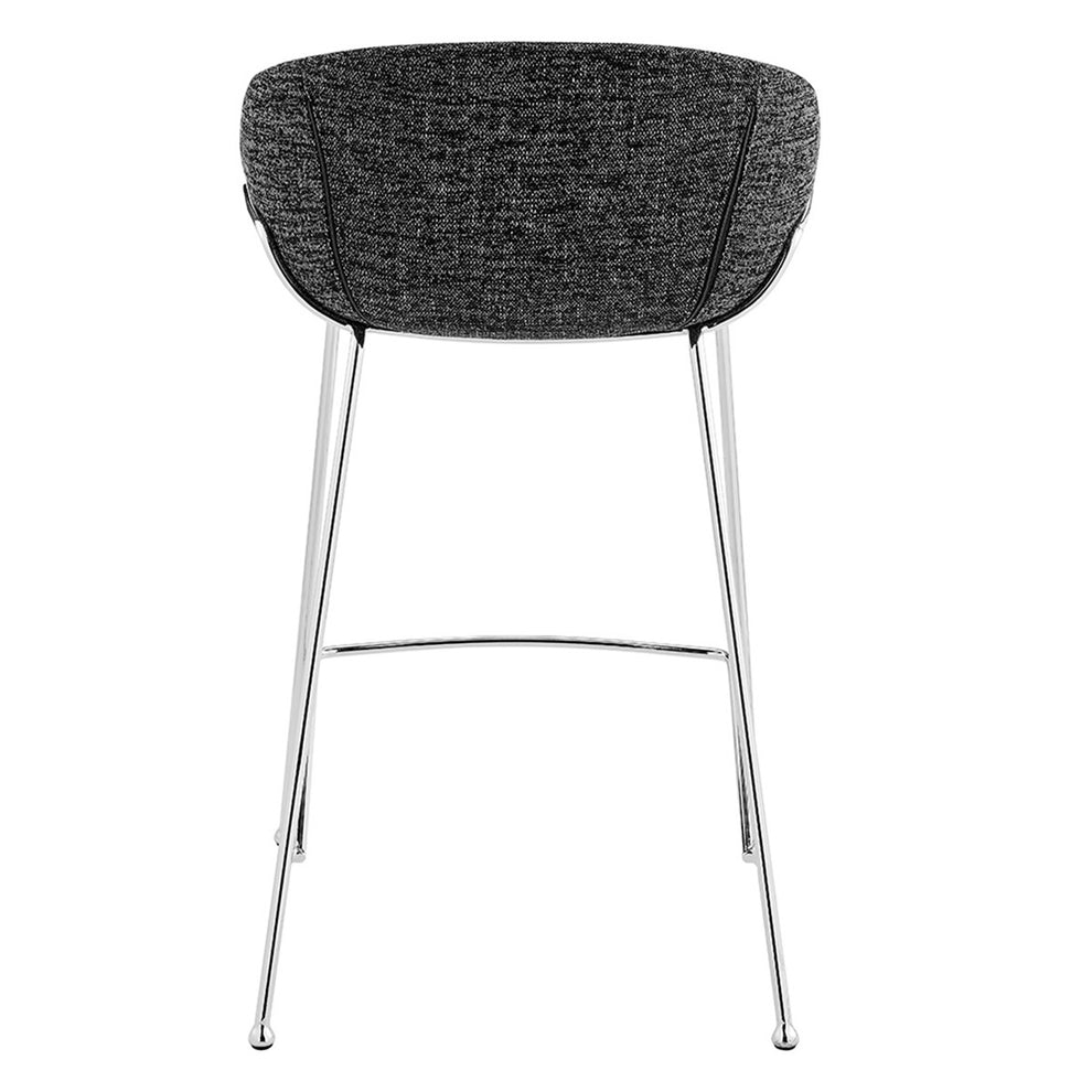 Set of Two Black and Chrome Scoop Counter Stools By Homeroots | Counter Stools | Modishstore - 5