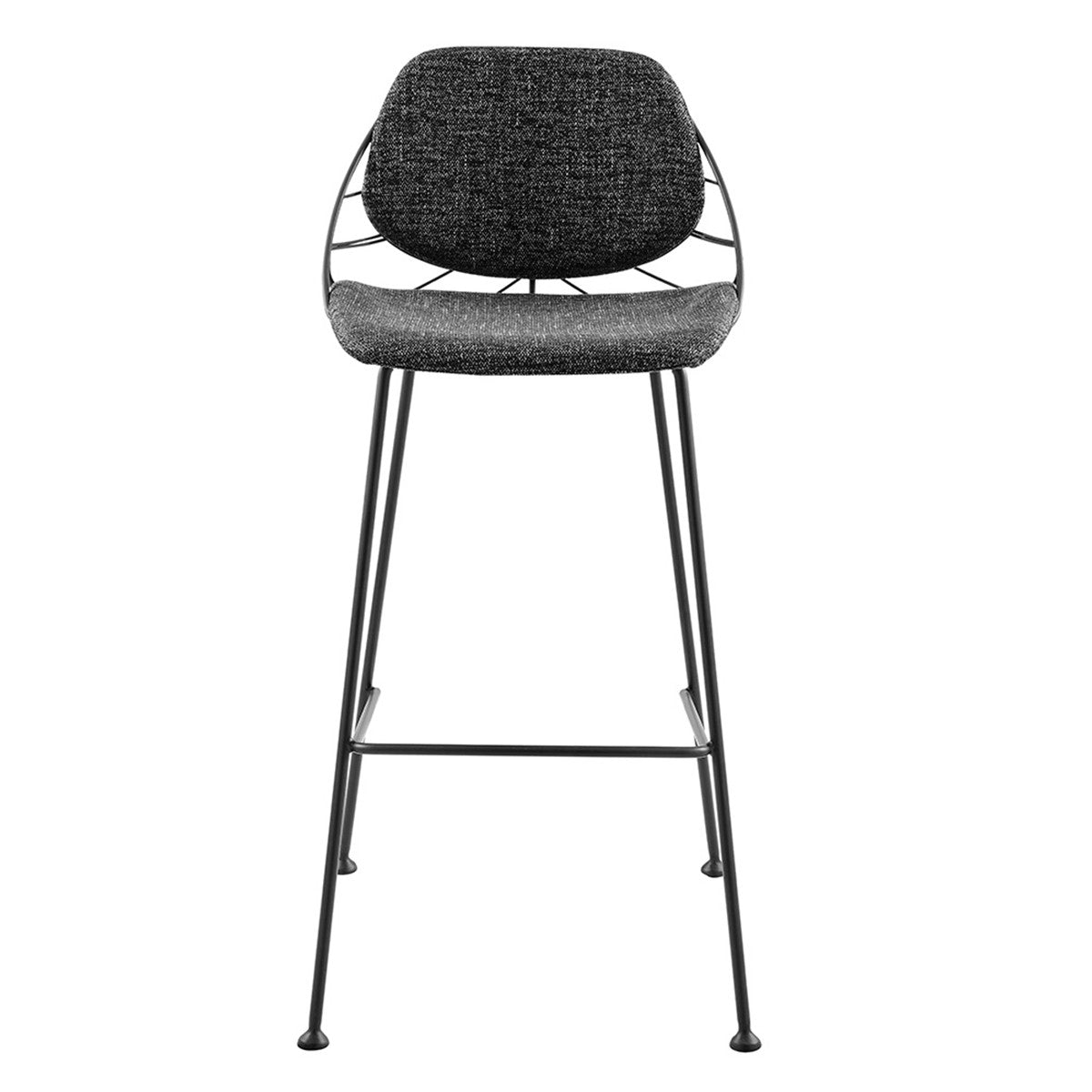 Set Of Two 40" Black Steel Low Back Bar Height Chairs With Footrest By Homeroots | Bar Stools | Modishstore