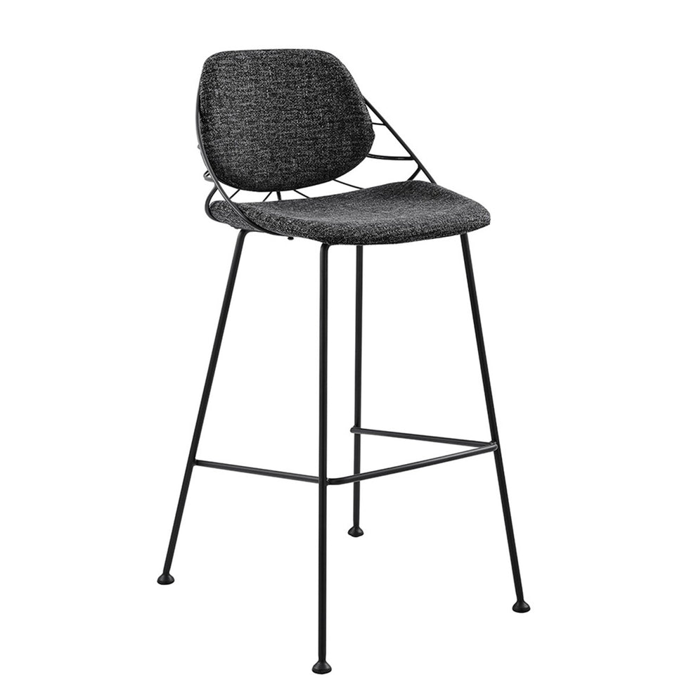 Set Of Two 40" Black Steel Low Back Bar Height Chairs With Footrest By Homeroots | Bar Stools | Modishstore - 3