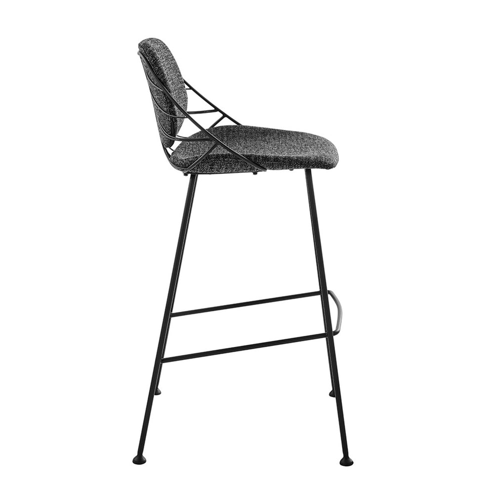 Set Of Two 40" Black Steel Low Back Bar Height Chairs With Footrest By Homeroots | Bar Stools | Modishstore - 4