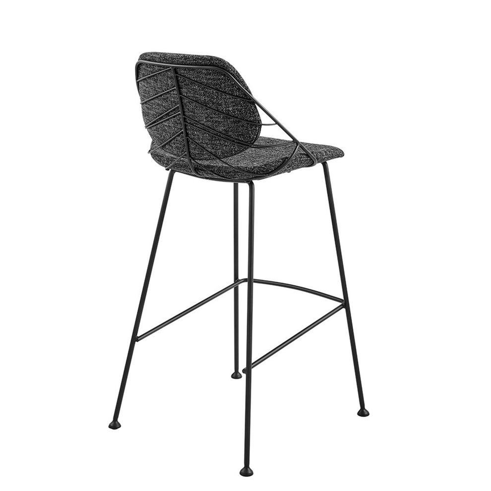 Set Of Two 40" Black Steel Low Back Bar Height Chairs With Footrest By Homeroots | Bar Stools | Modishstore - 5
