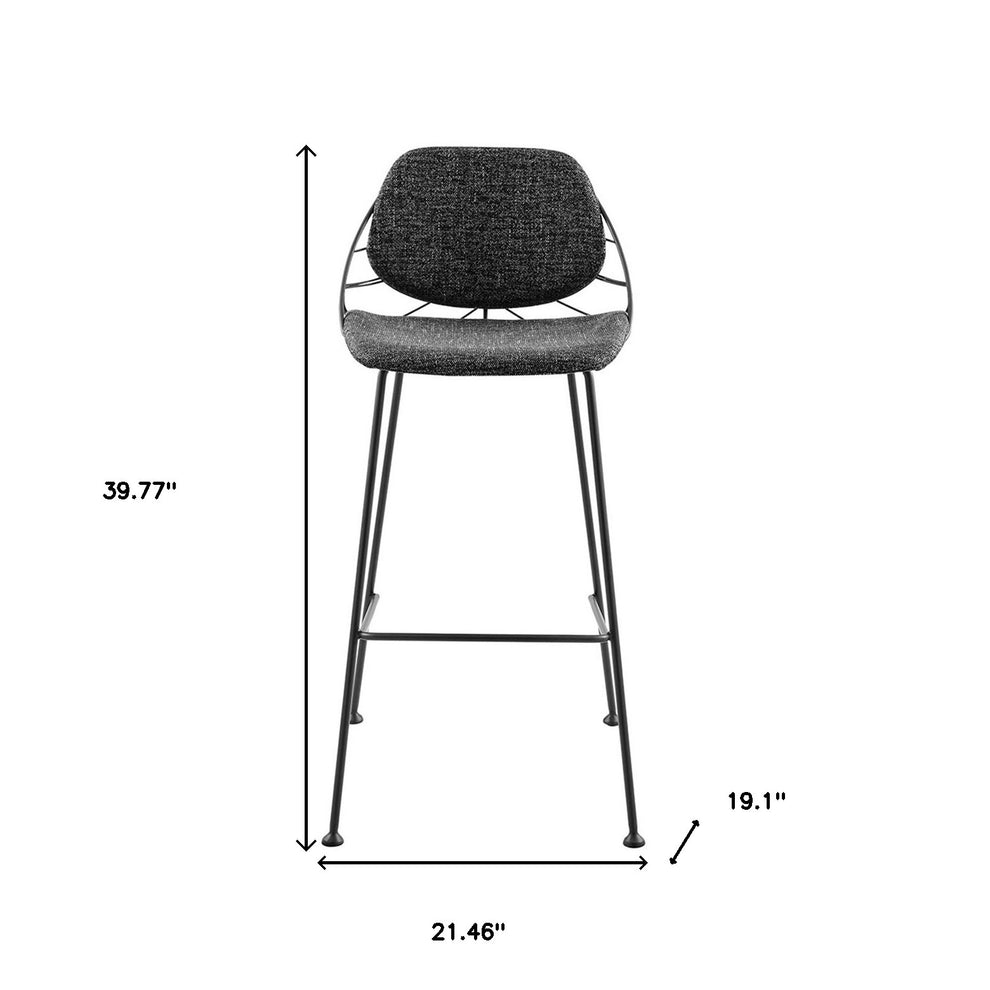 Set Of Two 40" Black Steel Low Back Bar Height Chairs With Footrest By Homeroots | Bar Stools | Modishstore - 7