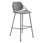 Set Of Two 40" Light Gray And Black Steel Low Back Bar Height Chairs With Footrest By Homeroots