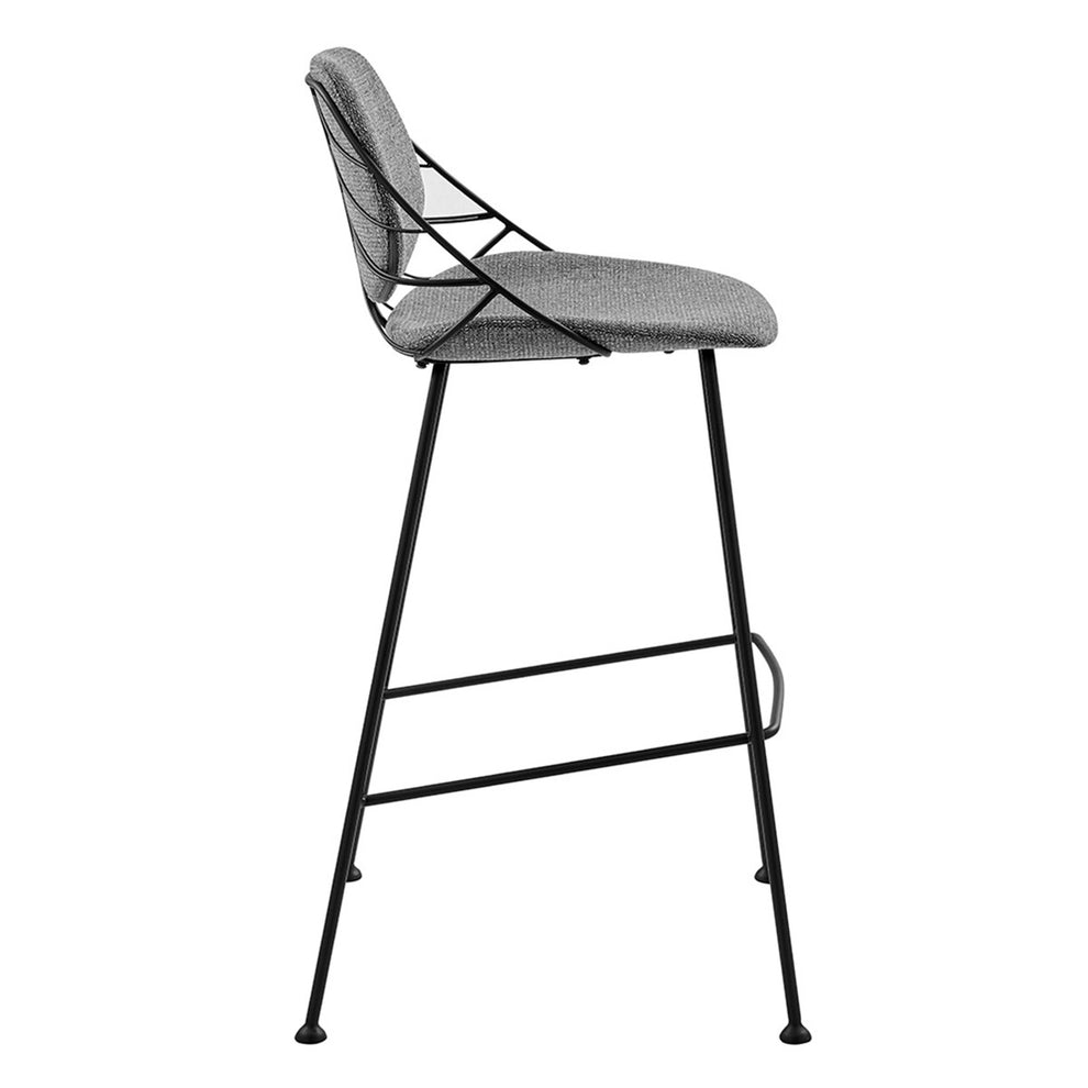 Set Of Two 40" Light Gray And Black Steel Low Back Bar Height Chairs With Footrest By Homeroots | Bar Stools | Modishstore - 4