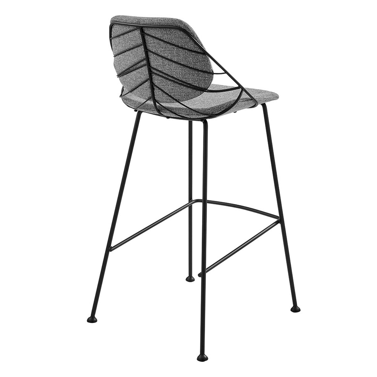 Set Of Two 40" Light Gray And Black Steel Low Back Bar Height Chairs With Footrest By Homeroots | Bar Stools | Modishstore - 5