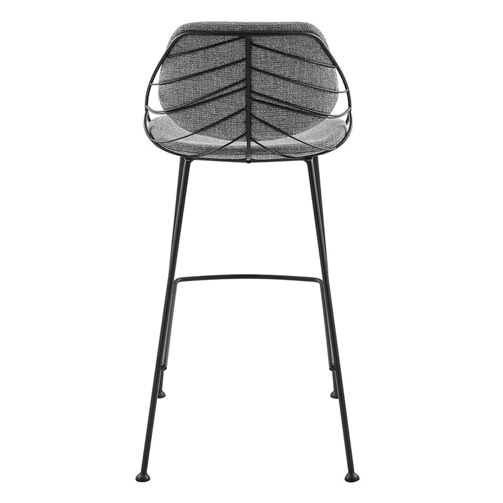 Set Of Two 40" Light Gray And Black Steel Low Back Bar Height Chairs With Footrest By Homeroots | Bar Stools | Modishstore - 6