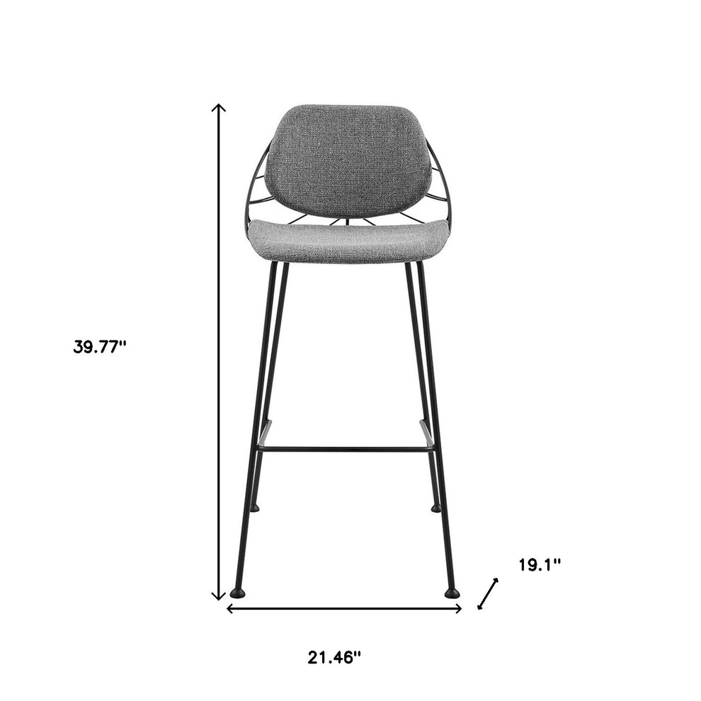 Set Of Two 40" Light Gray And Black Steel Low Back Bar Height Chairs With Footrest By Homeroots | Bar Stools | Modishstore - 7