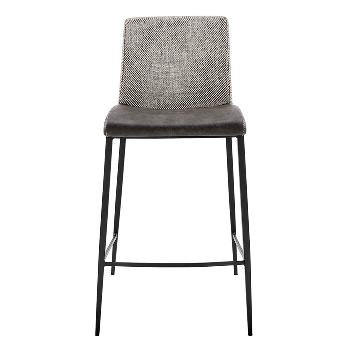 Set Of Two 36" Gray And Black Steel Low Back Counter Height Bar Chairs With Footrest By Homeroots | Bar Stools | Modishstore