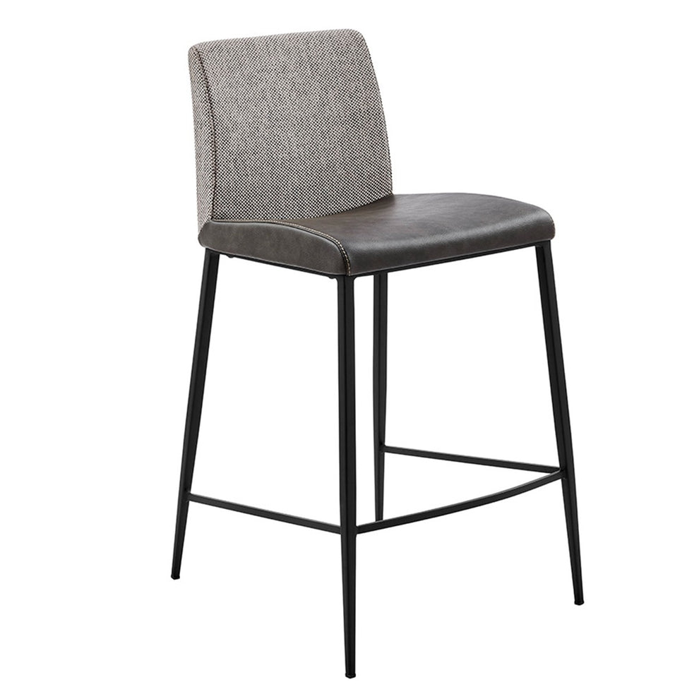 Set Of Two 36" Gray And Black Steel Low Back Counter Height Bar Chairs With Footrest By Homeroots | Bar Stools | Modishstore - 3