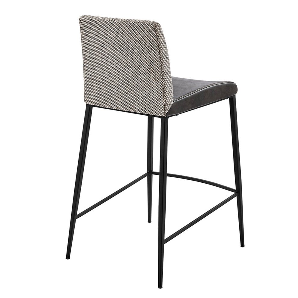 Set Of Two 36" Gray And Black Steel Low Back Counter Height Bar Chairs With Footrest By Homeroots | Bar Stools | Modishstore - 5