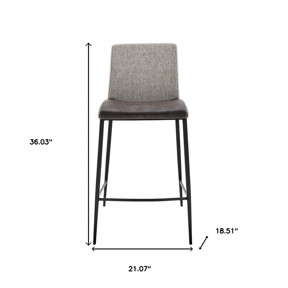Set Of Two 36" Gray And Black Steel Low Back Counter Height Bar Chairs With Footrest By Homeroots | Bar Stools | Modishstore - 7