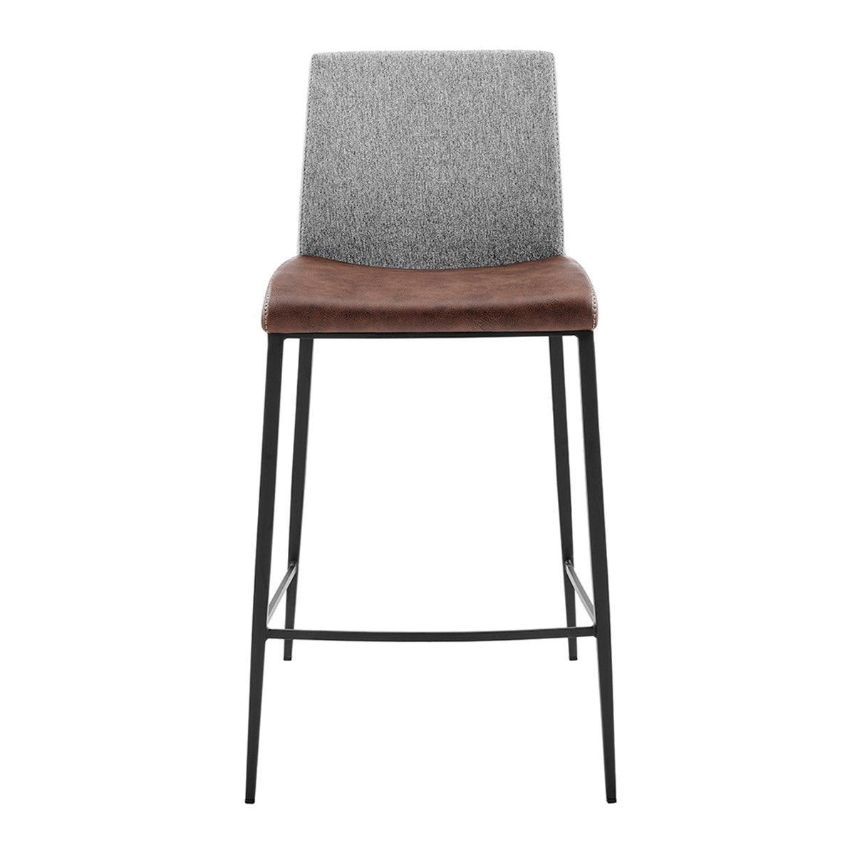 Set Of Two 36" Brown And Black Steel Low Back Counter Height Bar Chairs With Footrest By Homeroots | Bar Stools | Modishstore