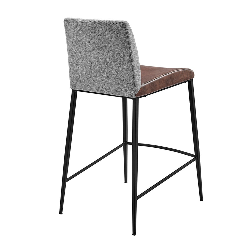 Set Of Two 36" Brown And Black Steel Low Back Counter Height Bar Chairs With Footrest By Homeroots | Bar Stools | Modishstore - 5