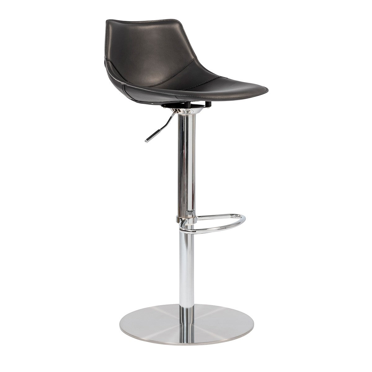40" Black And Silver Steel Swivel Low Back Bar Height Chair With Footrest By Homeroots | Bar Stools | Modishstore - 3