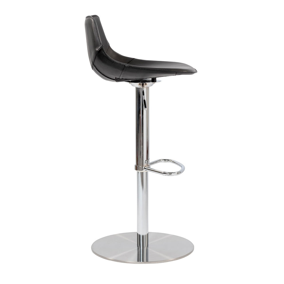 40" Black And Silver Steel Swivel Low Back Bar Height Chair With Footrest By Homeroots | Bar Stools | Modishstore - 4