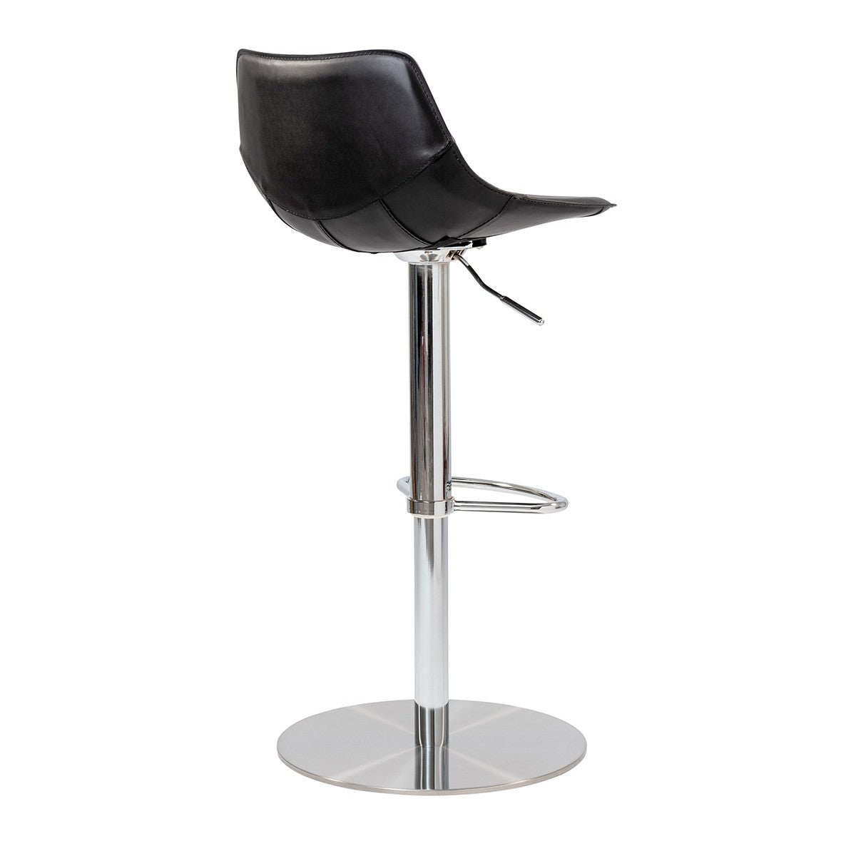 40" Black And Silver Steel Swivel Low Back Bar Height Chair With Footrest By Homeroots | Bar Stools | Modishstore - 5