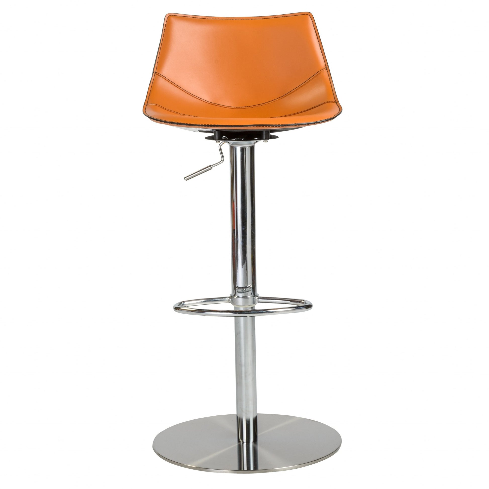 40" Terra Cotta And Silver Steel Swivel Low Back Bar Height Chair With Footrest By Homeroots | Bar Stools | Modishstore