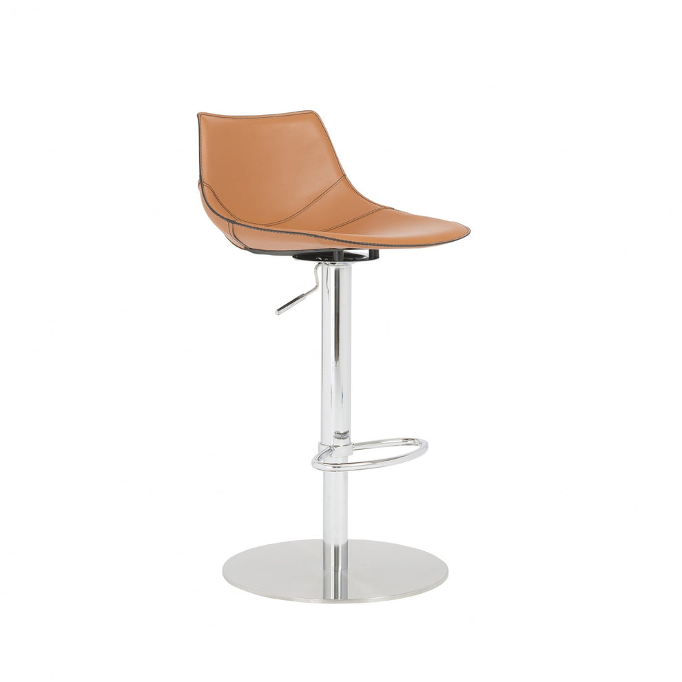 40" Terra Cotta And Silver Steel Swivel Low Back Bar Height Chair With Footrest By Homeroots | Bar Stools | Modishstore - 3