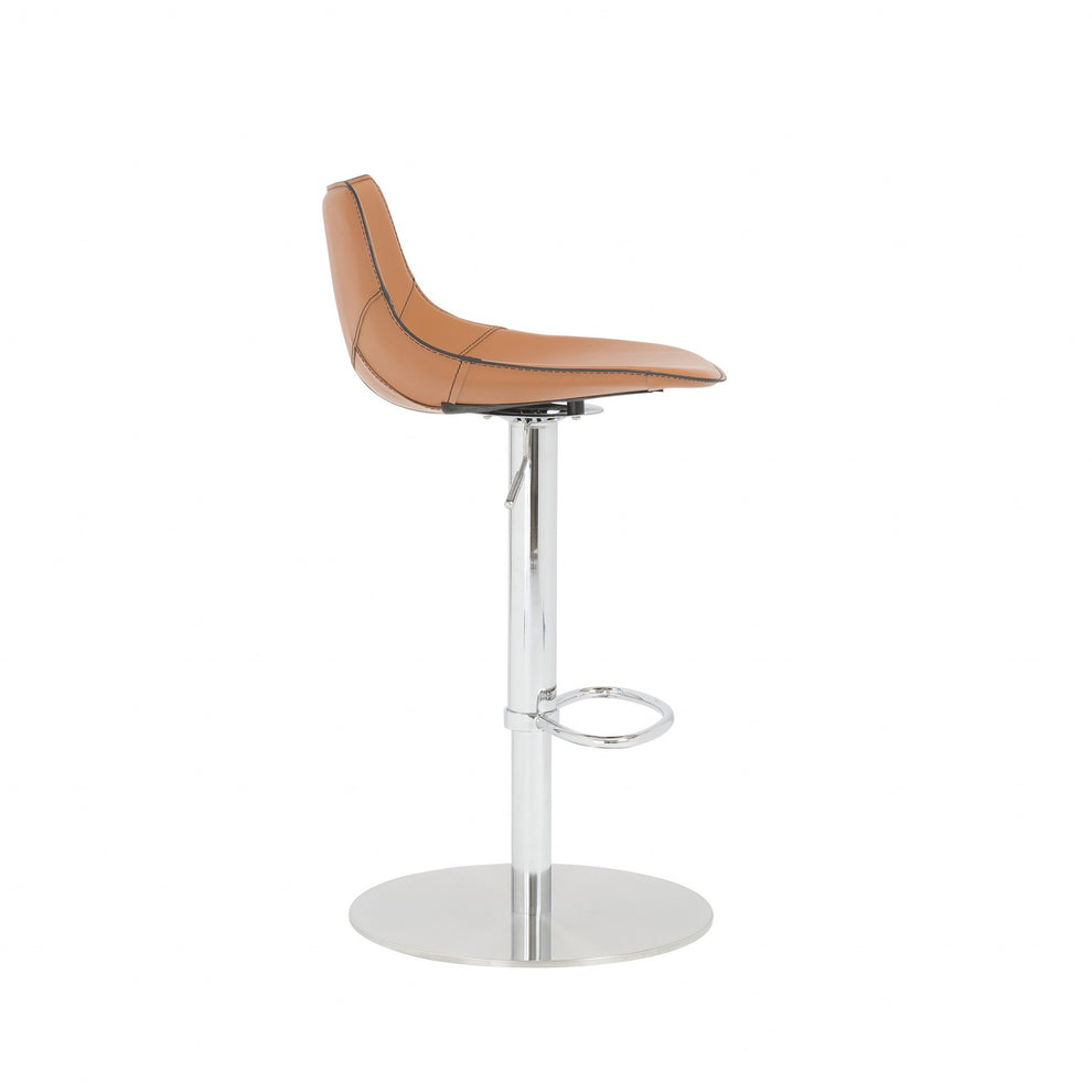 40" Terra Cotta And Silver Steel Swivel Low Back Bar Height Chair With Footrest By Homeroots | Bar Stools | Modishstore - 4