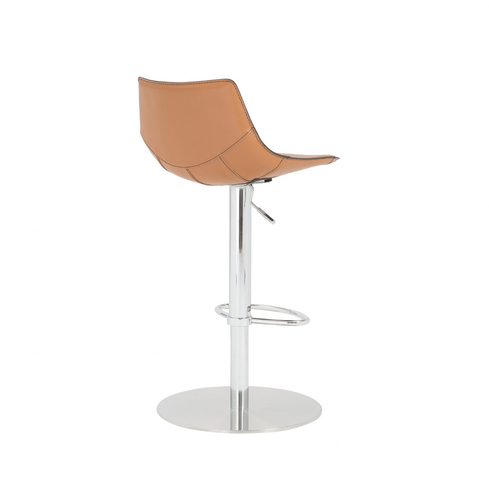 40" Terra Cotta And Silver Steel Swivel Low Back Bar Height Chair With Footrest By Homeroots | Bar Stools | Modishstore - 5