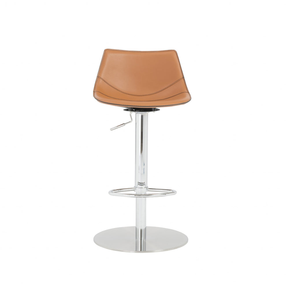 40" Terra Cotta And Silver Steel Swivel Low Back Bar Height Chair With Footrest By Homeroots | Bar Stools | Modishstore - 6