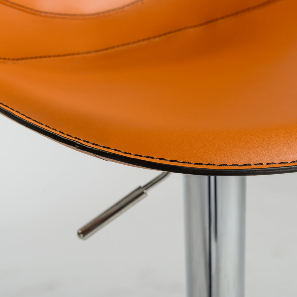 40" Terra Cotta And Silver Steel Swivel Low Back Bar Height Chair With Footrest By Homeroots | Bar Stools | Modishstore - 7
