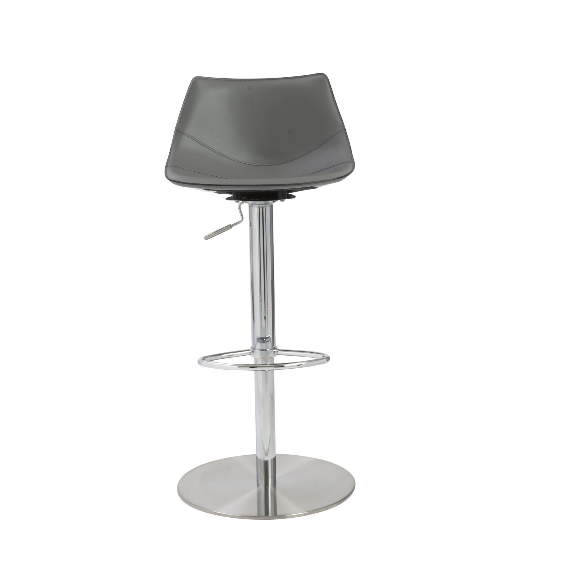 40" Gray And Silver Steel Swivel Low Back Bar Height Chair With Footrest By Homeroots | Bar Stools | Modishstore