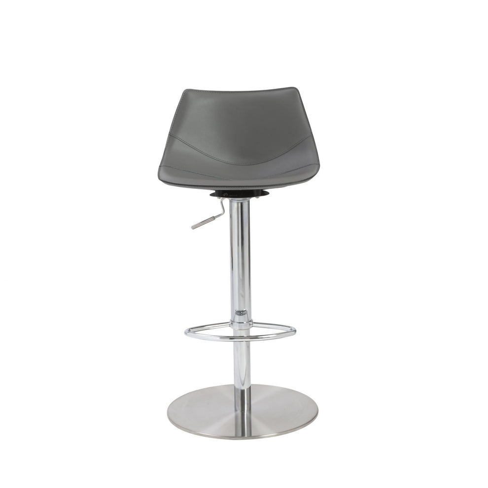 40" Gray And Silver Steel Swivel Low Back Bar Height Chair With Footrest By Homeroots | Bar Stools | Modishstore - 2