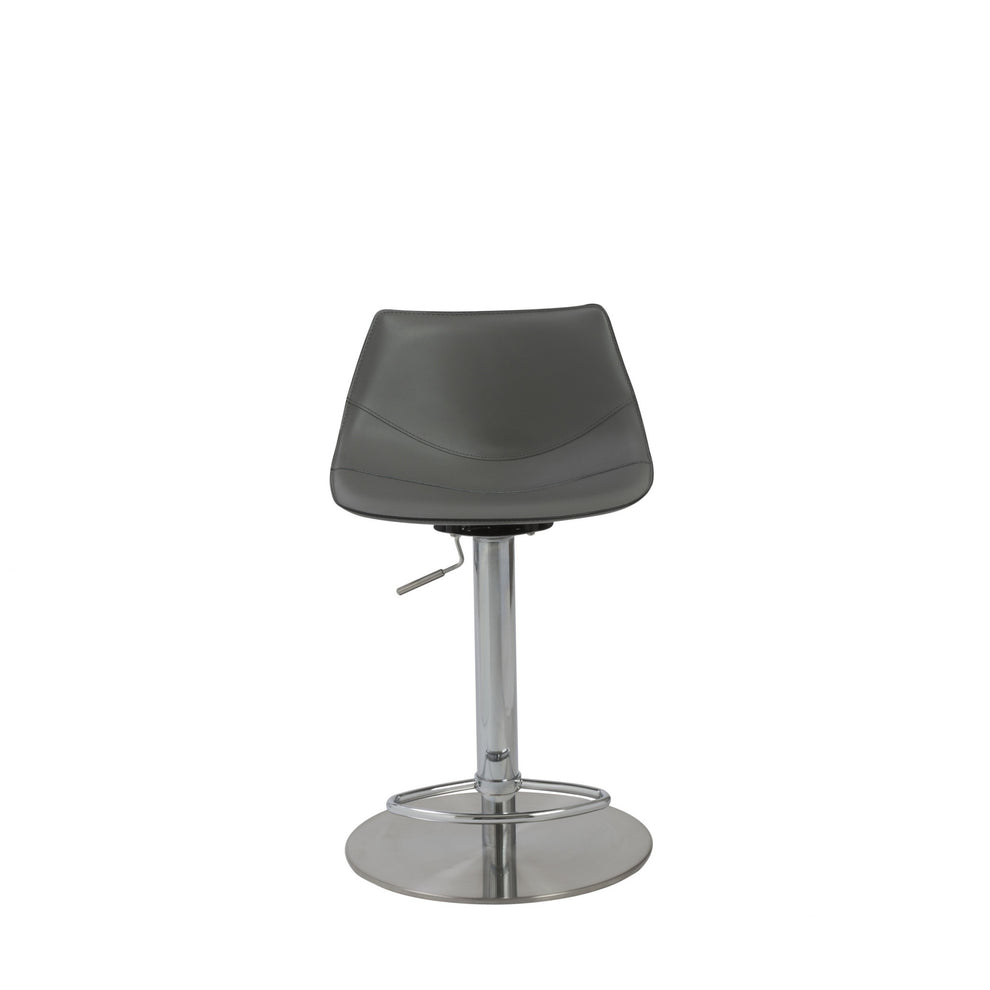 40" Gray And Silver Steel Swivel Low Back Bar Height Chair With Footrest By Homeroots | Bar Stools | Modishstore - 3