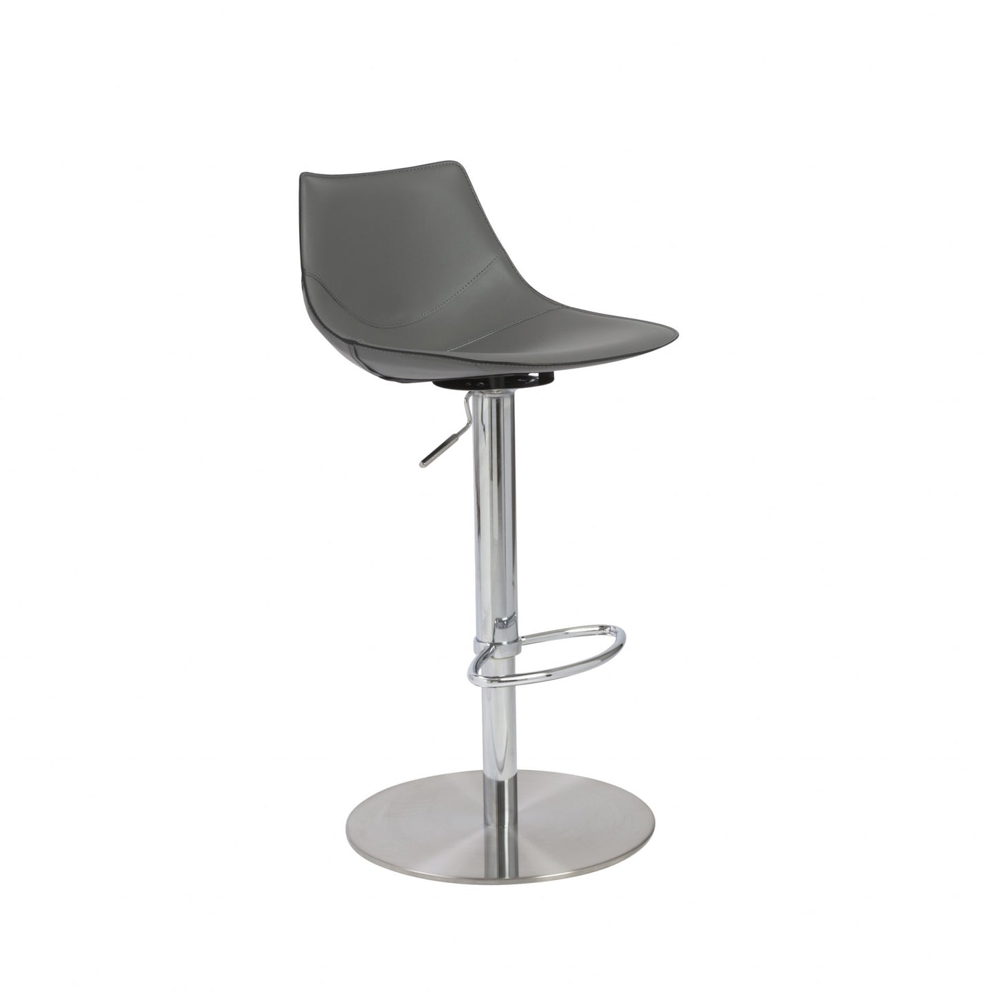 40" Gray And Silver Steel Swivel Low Back Bar Height Chair With Footrest By Homeroots | Bar Stools | Modishstore - 4
