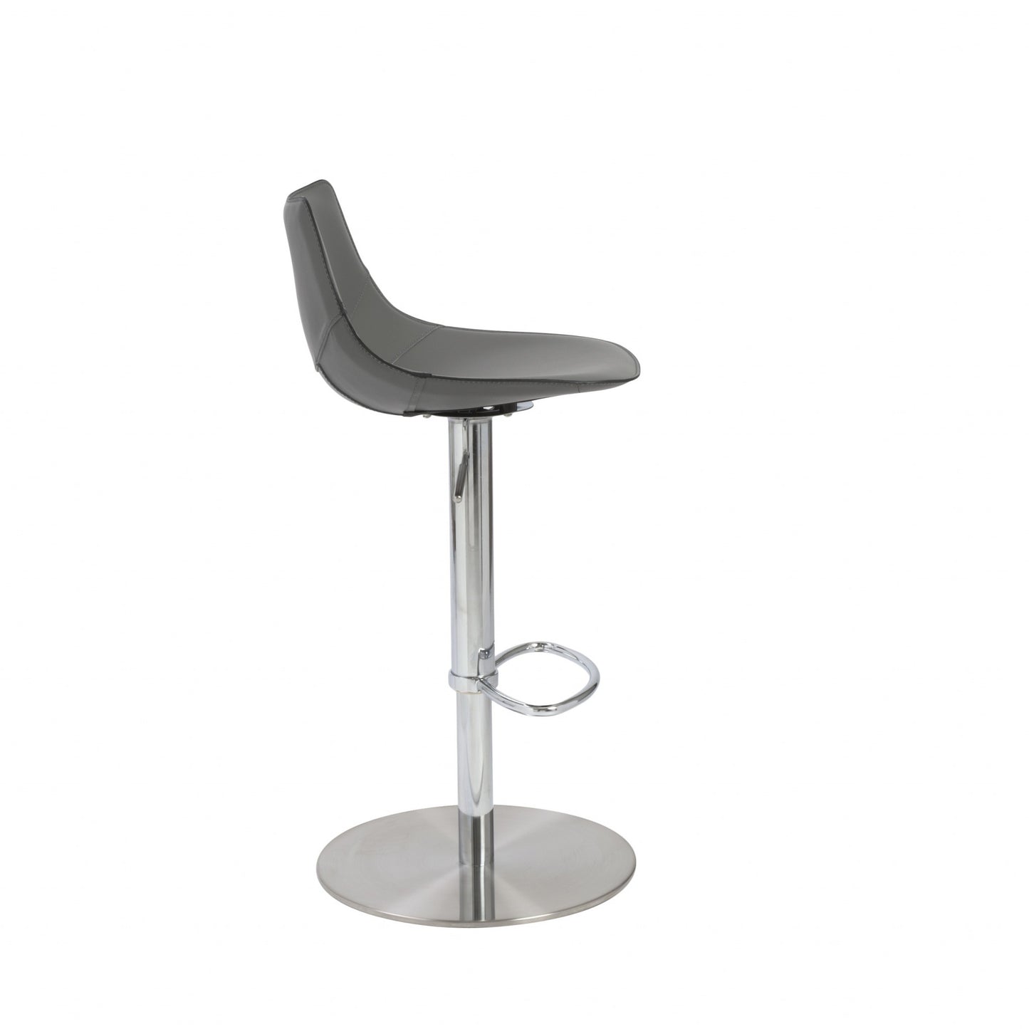 40" Gray And Silver Steel Swivel Low Back Bar Height Chair With Footrest By Homeroots
