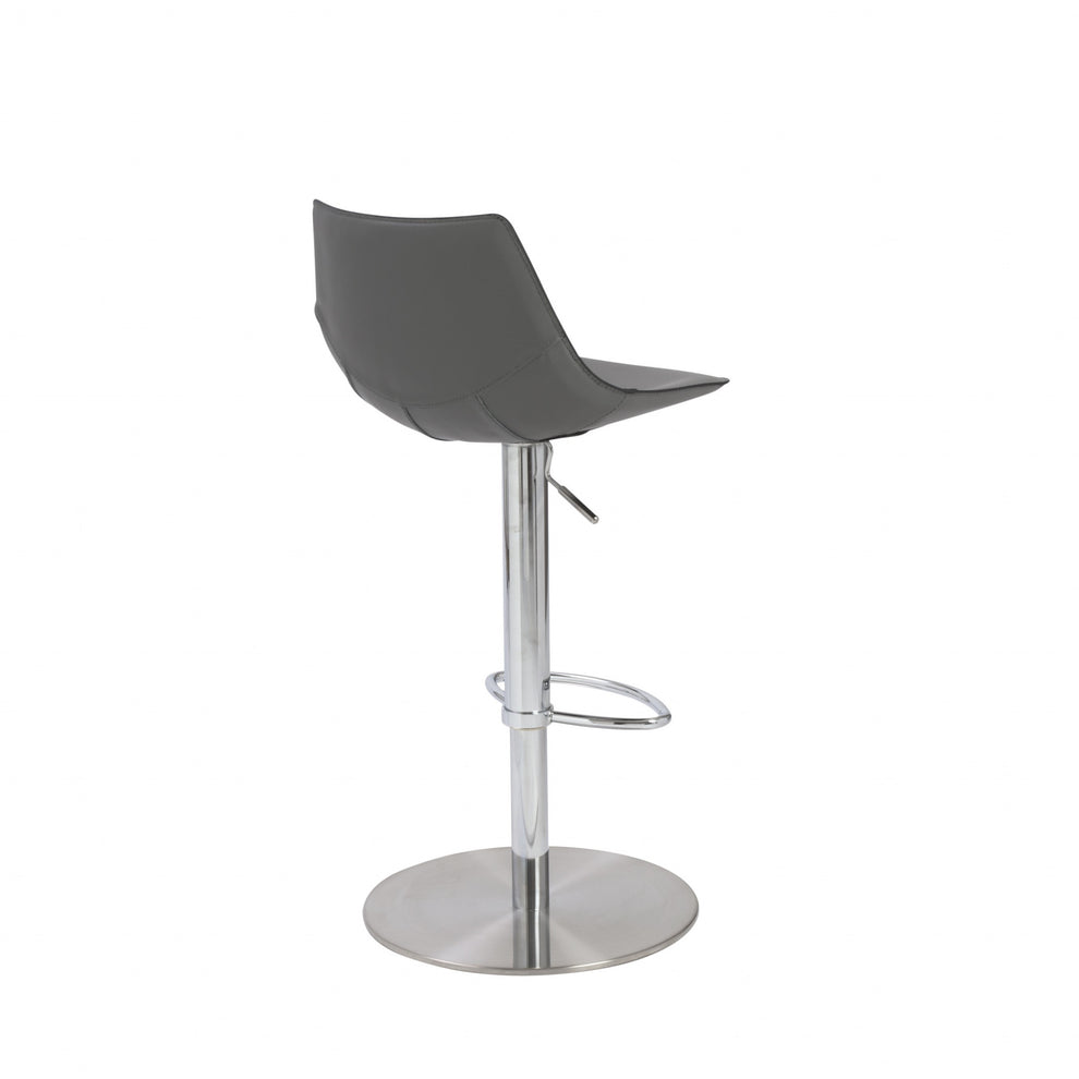 40" Gray And Silver Steel Swivel Low Back Bar Height Chair With Footrest By Homeroots | Bar Stools | Modishstore - 6