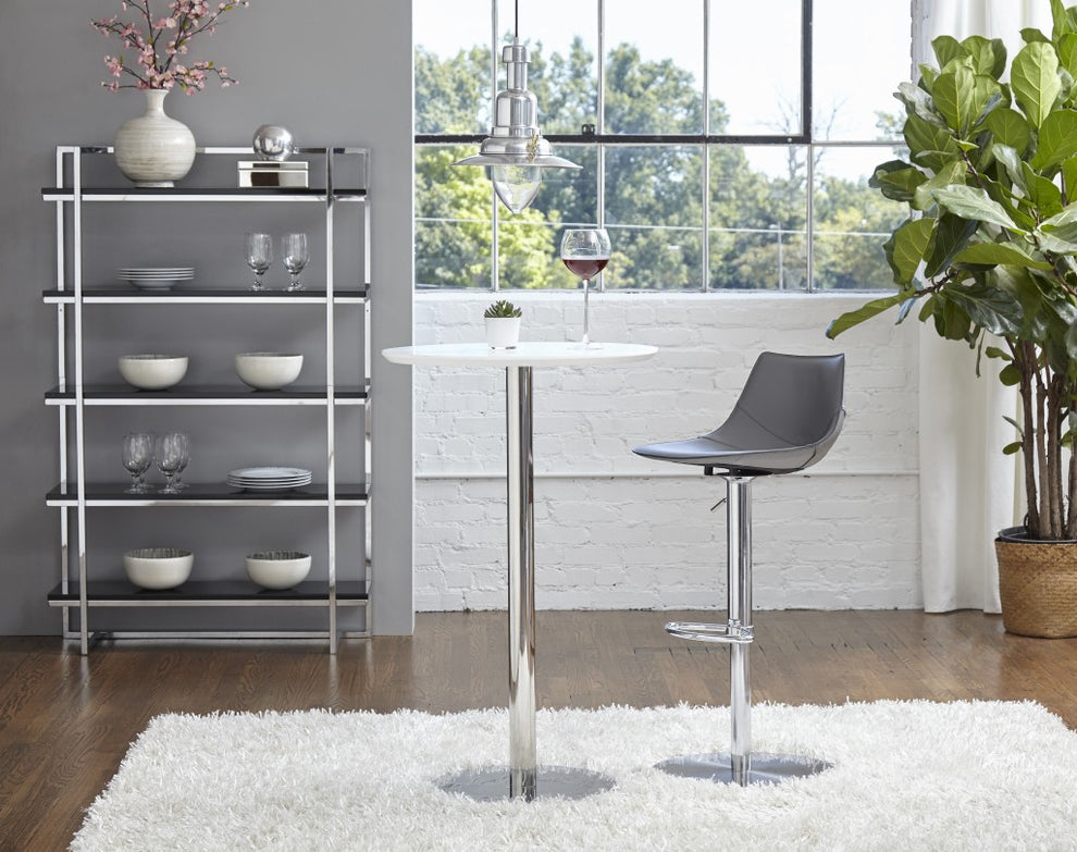 40" Gray And Silver Steel Swivel Low Back Bar Height Chair With Footrest By Homeroots | Bar Stools | Modishstore - 8