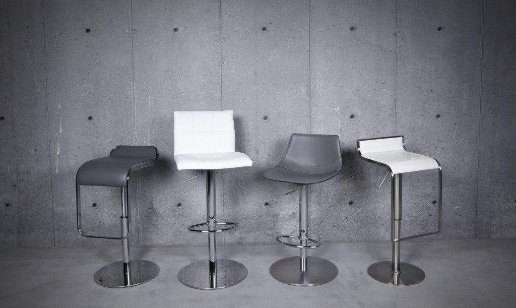 40" Gray And Silver Steel Swivel Low Back Bar Height Chair With Footrest By Homeroots | Bar Stools | Modishstore - 7