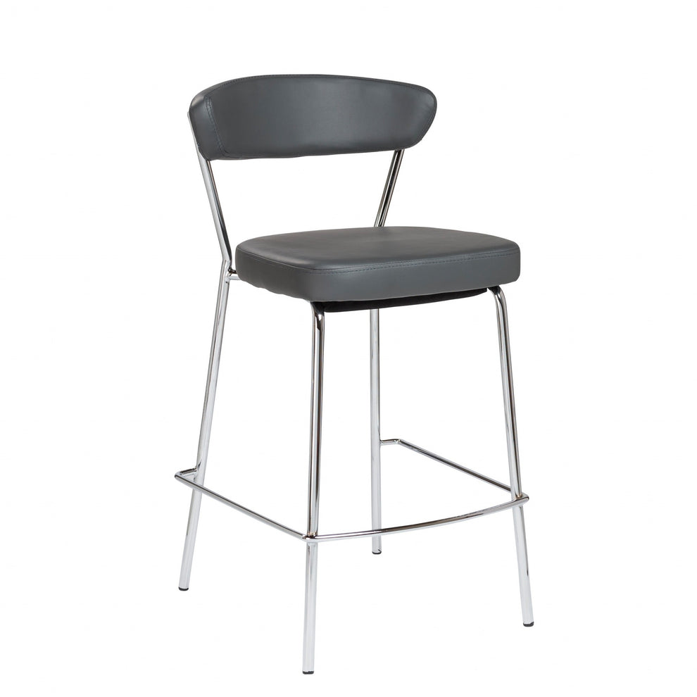 Set of Two Taper Black Faux Leather Counter Stools By Homeroots | Counter Stools | Modishstore - 2