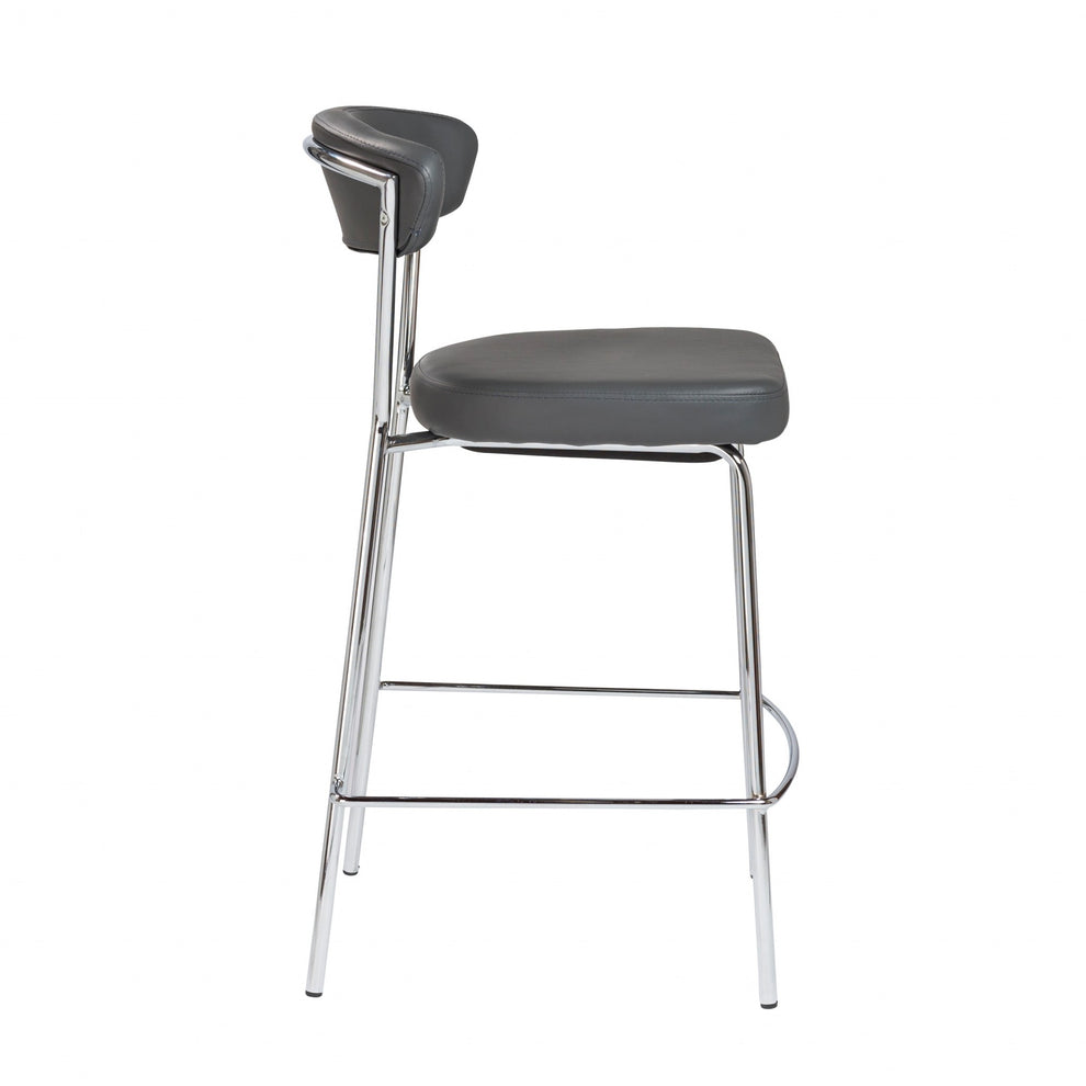 Set of Two Taper Black Faux Leather Counter Stools By Homeroots | Counter Stools | Modishstore - 3